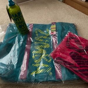 Zumba Fast Dash Tote, Towel & Water Bottle, selling as a set